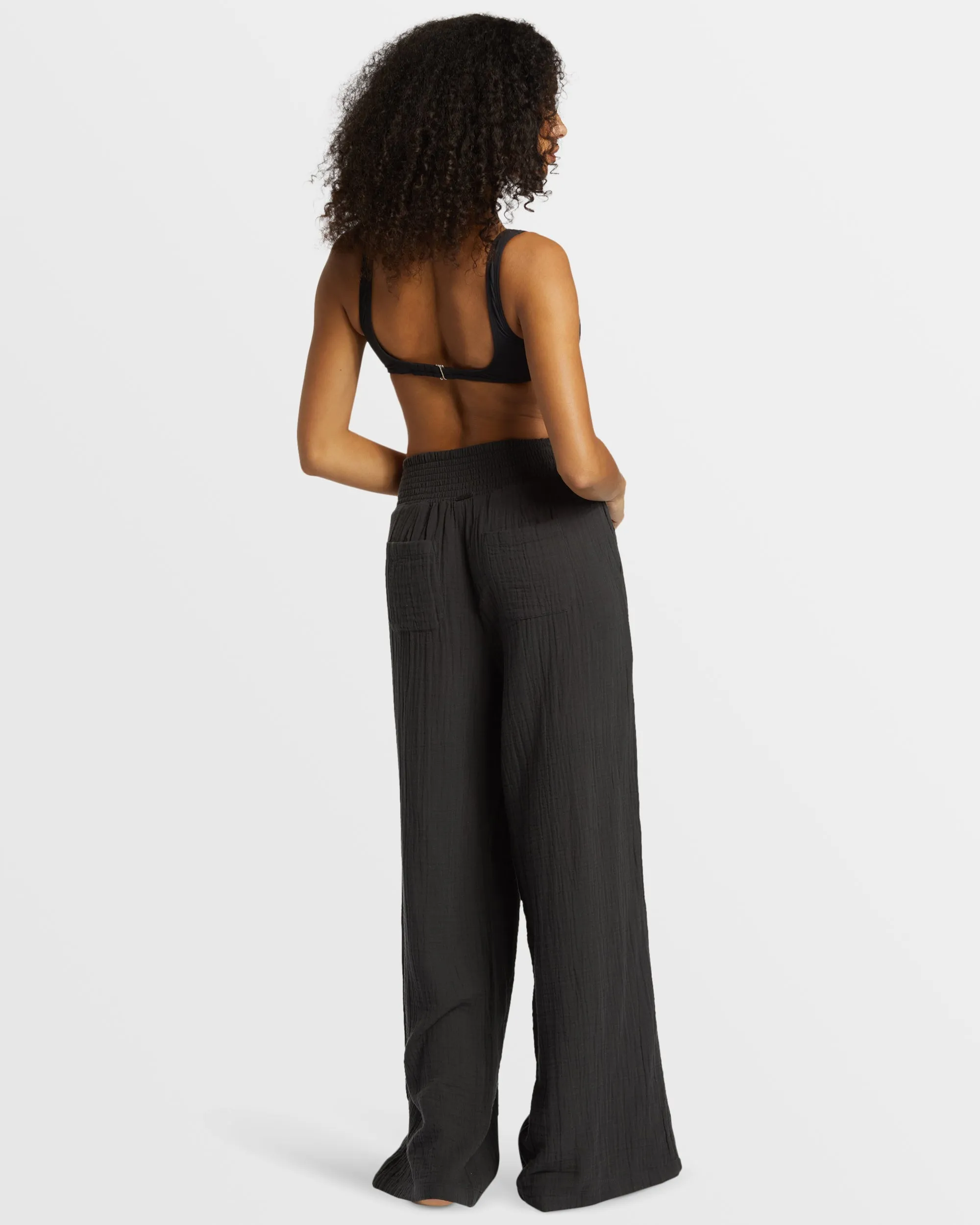 New Waves Wide Leg Beach Pants - Black Sands