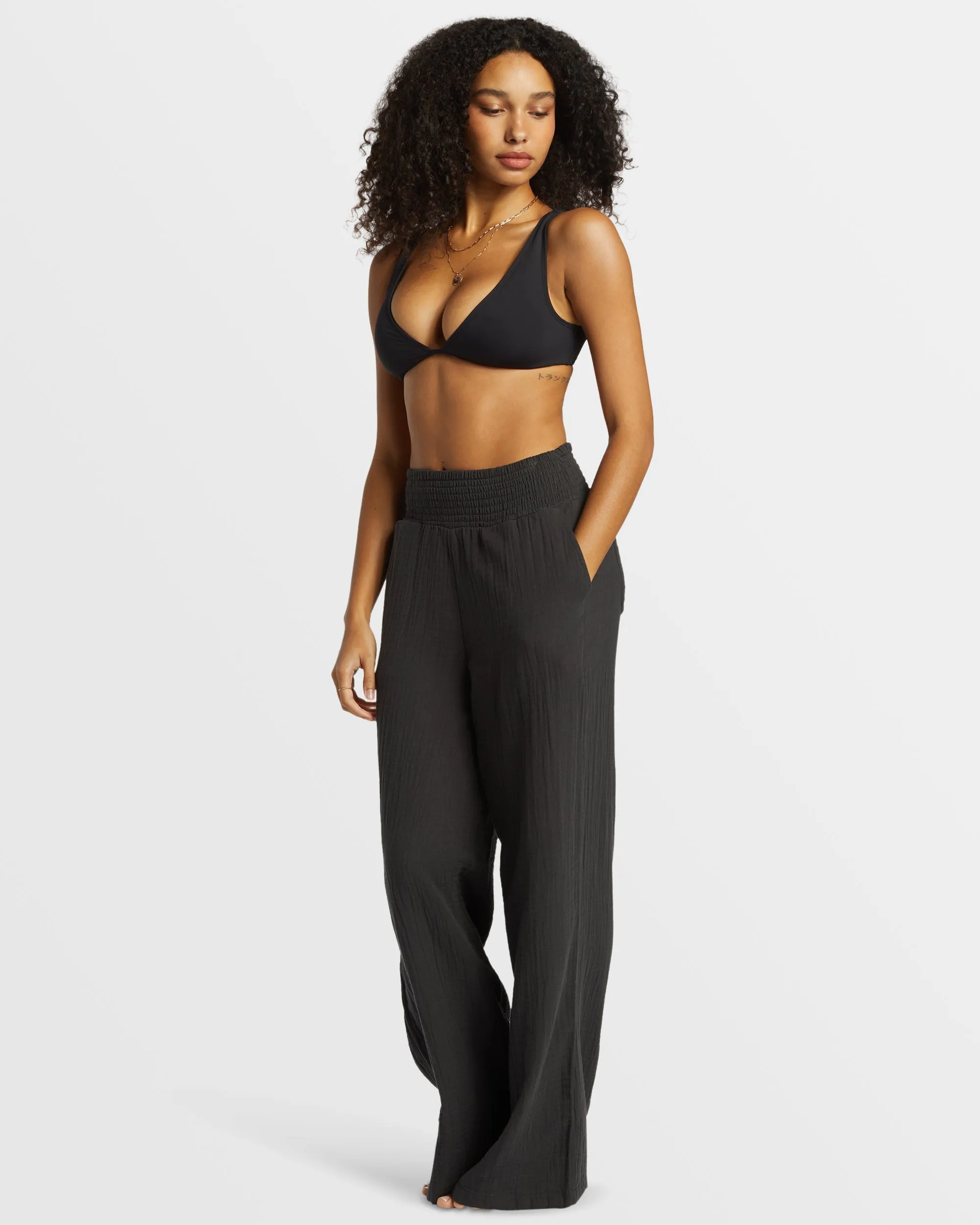 New Waves Wide Leg Beach Pants - Black Sands