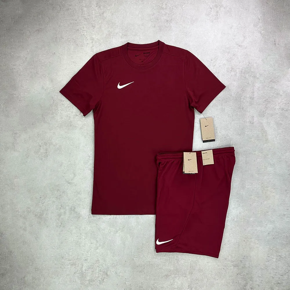 Nike Dri- Fit T-shirt/ Shorts Set Maroon Red