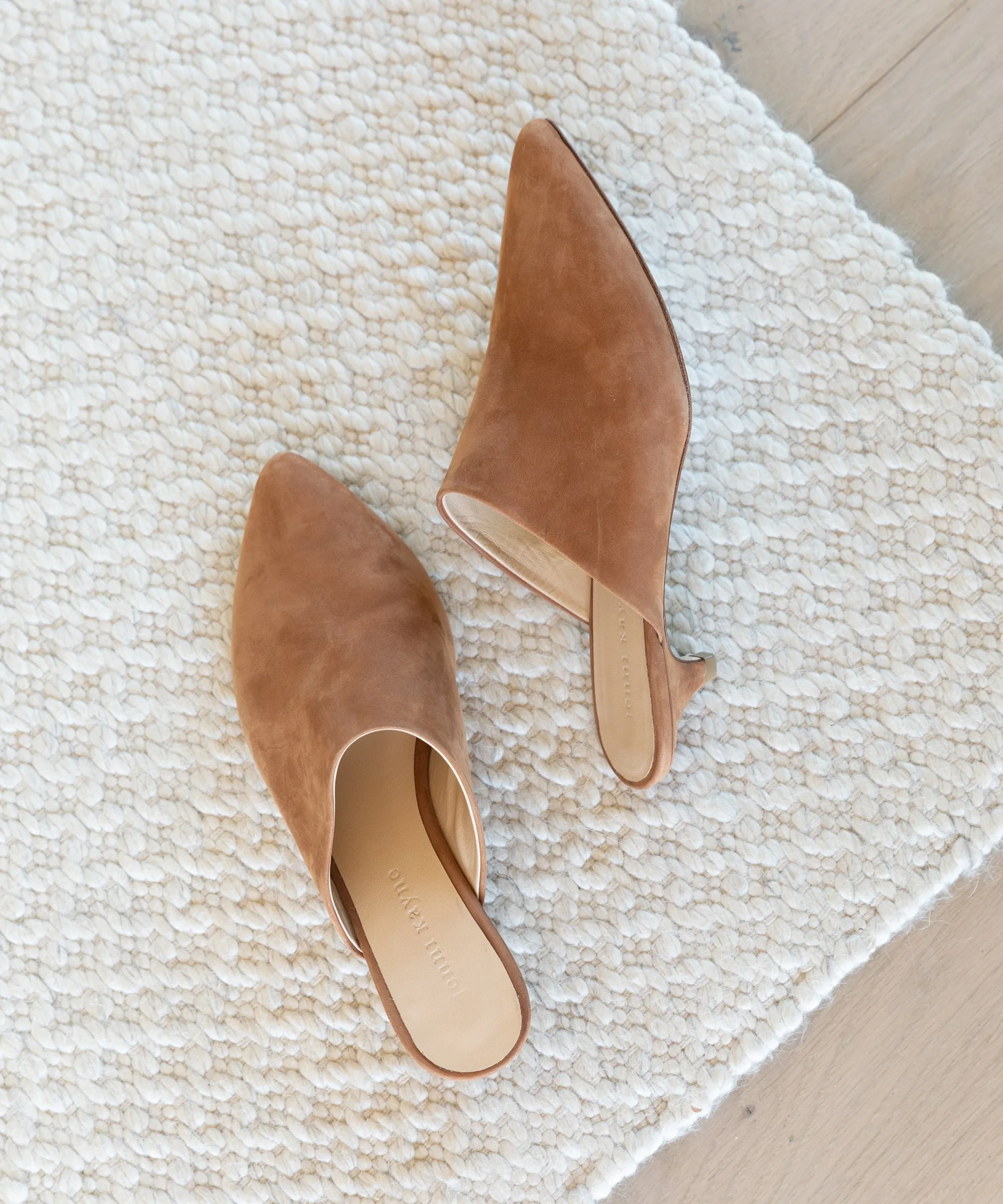 Oiled Leather Kitten Heel Mule