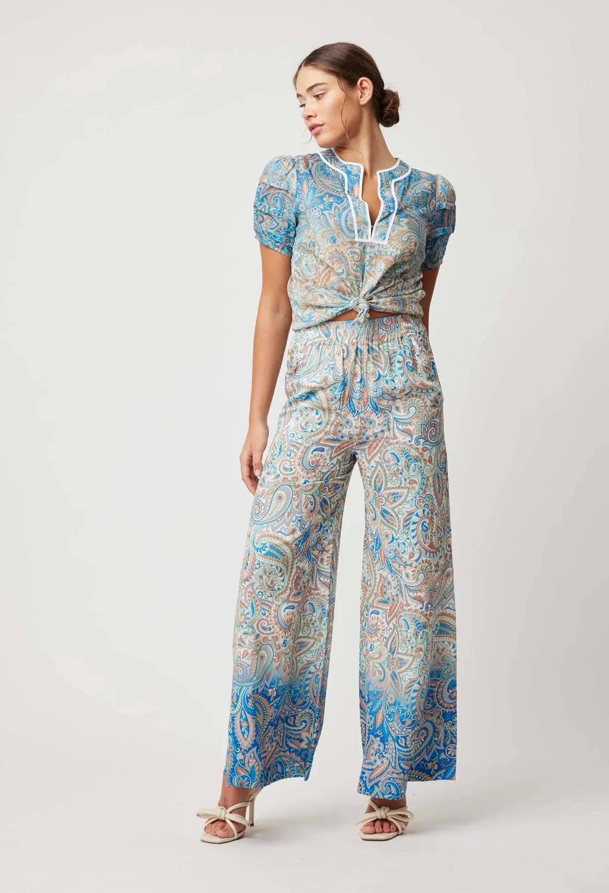 ONCE WAS POSITANO VISCOSE PANT IN CAPRI PAISLEY PRINT