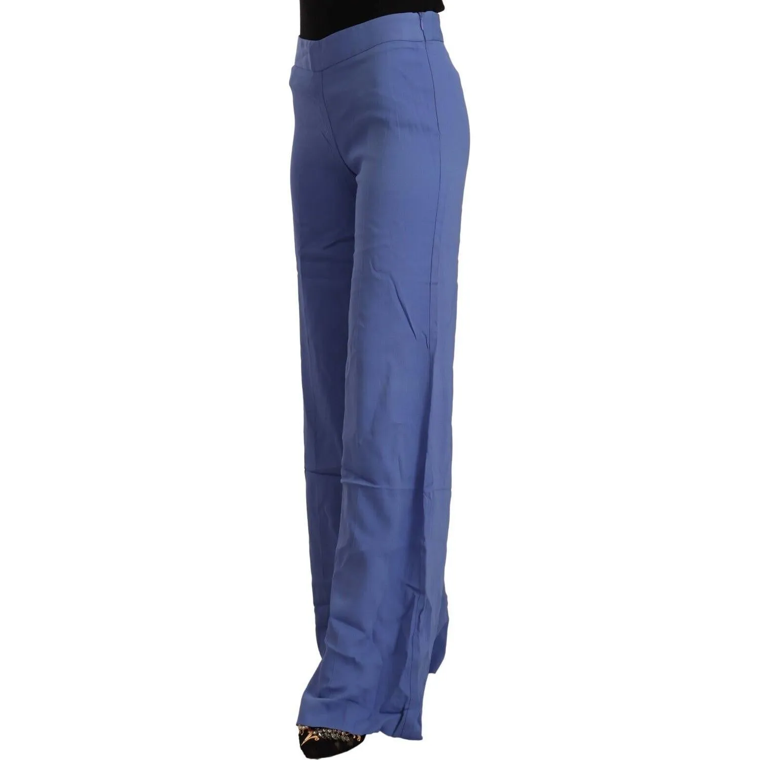 P.A.R.O.S.H. Chic Wide-Leg High Waist Blue Trousers