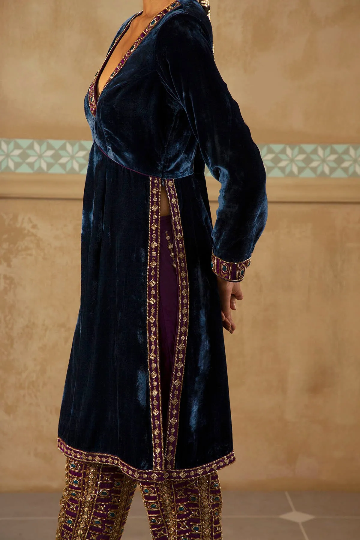 Peacock Blue Short Kurta Set