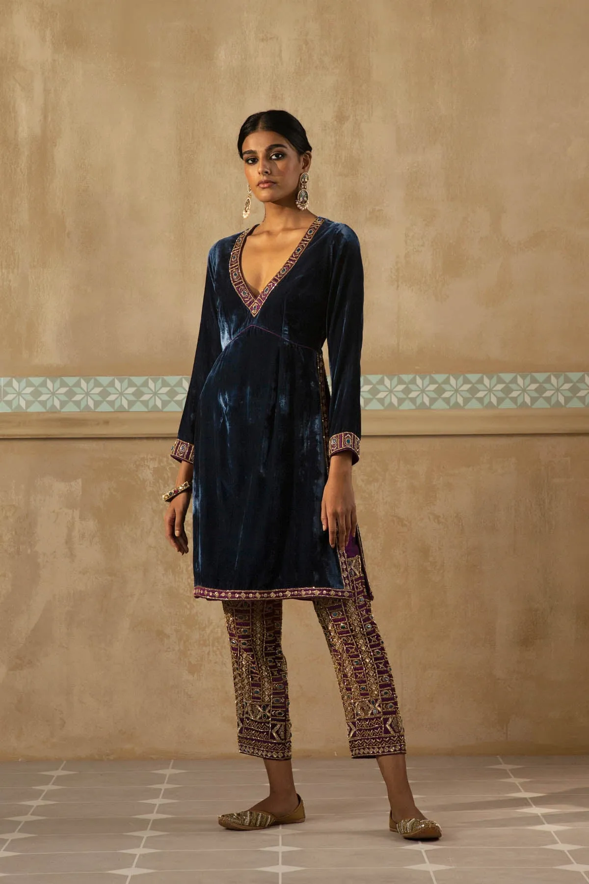 Peacock Blue Short Kurta Set