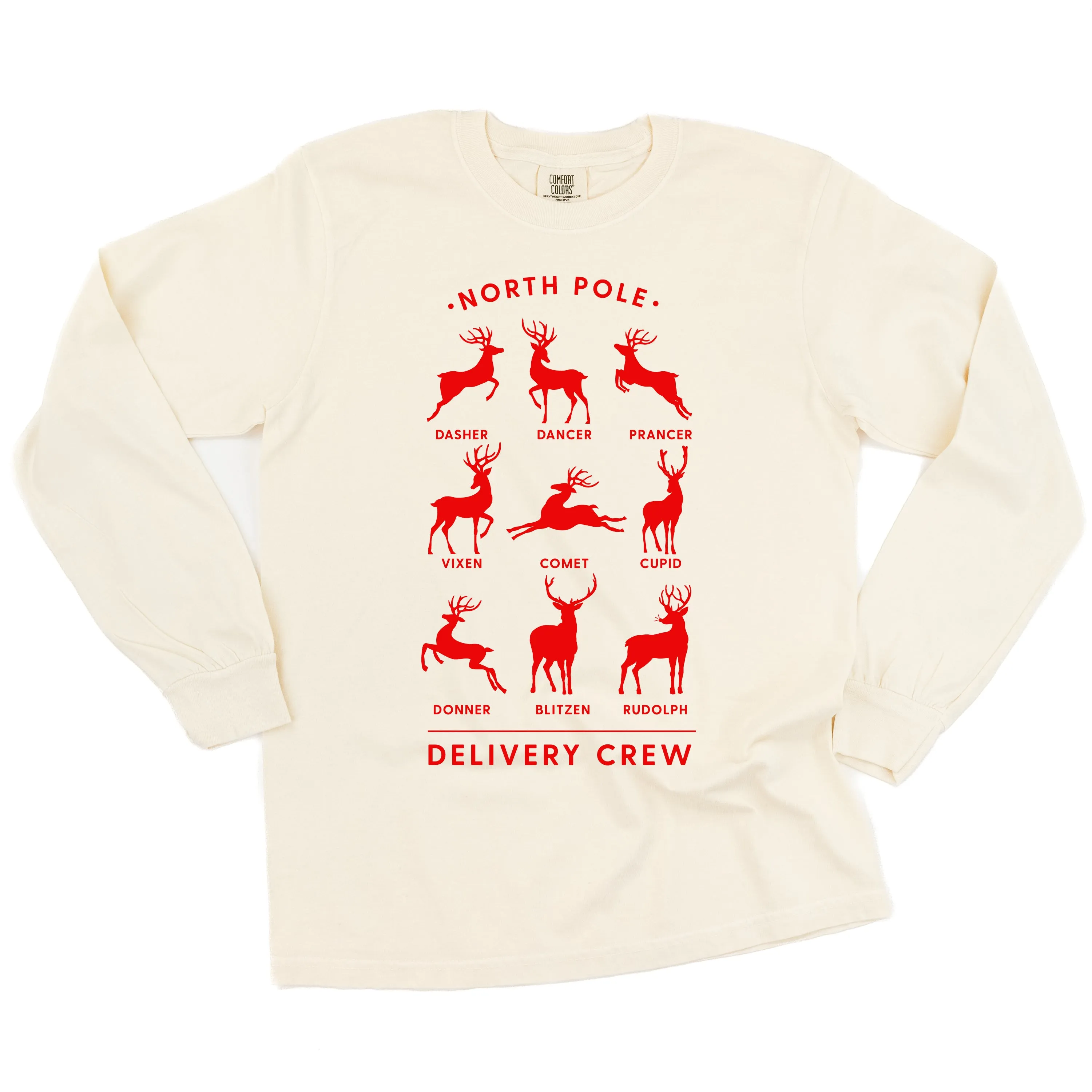 Reindeer - North Pole Delivery Crew - LONG SLEEVE Comfort Colors Tee