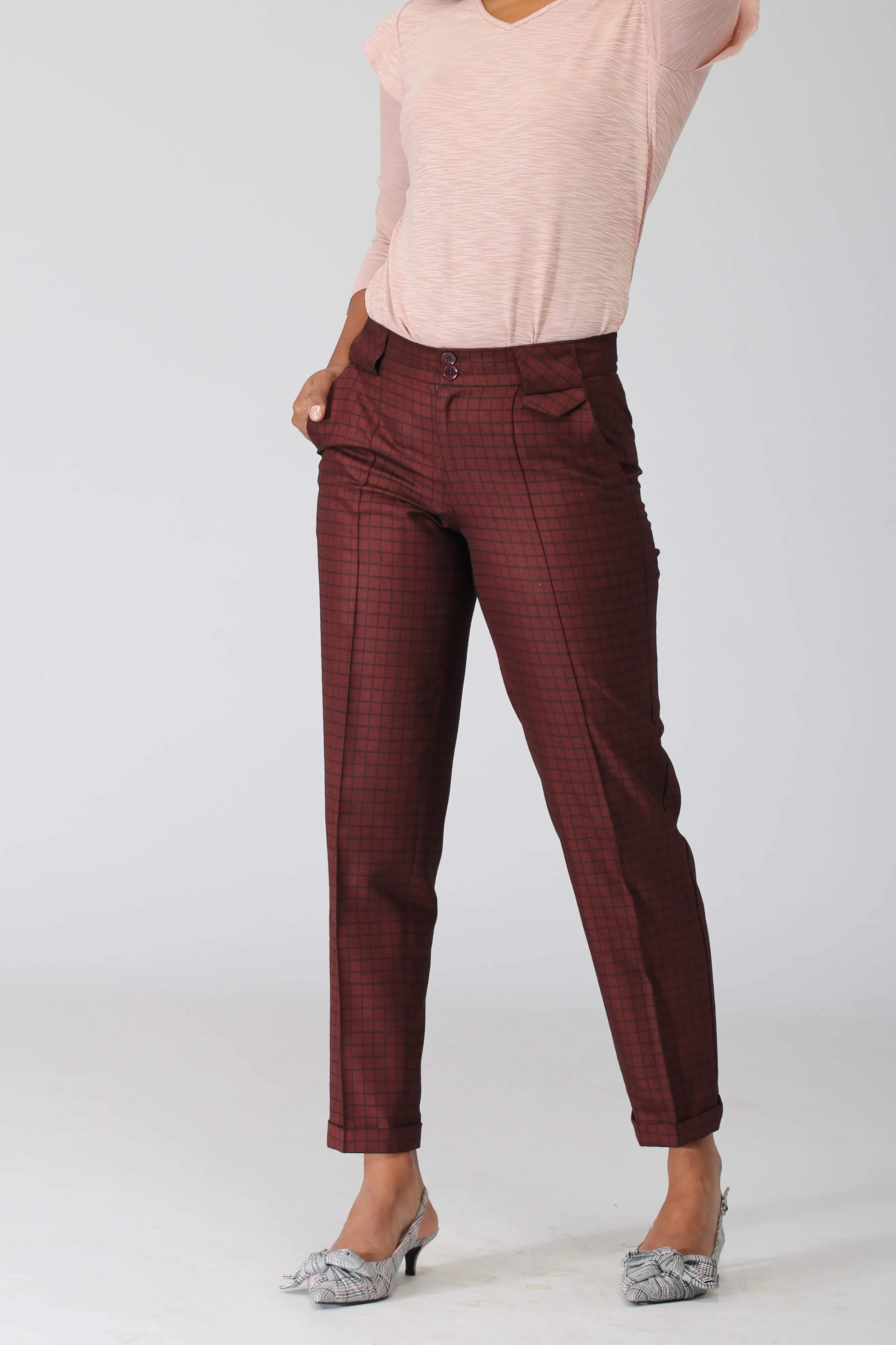 Rochelle Deep Red Cropped Pants