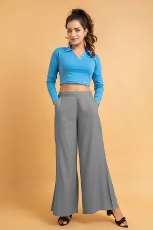 Solid Rayon Palazzo Pants