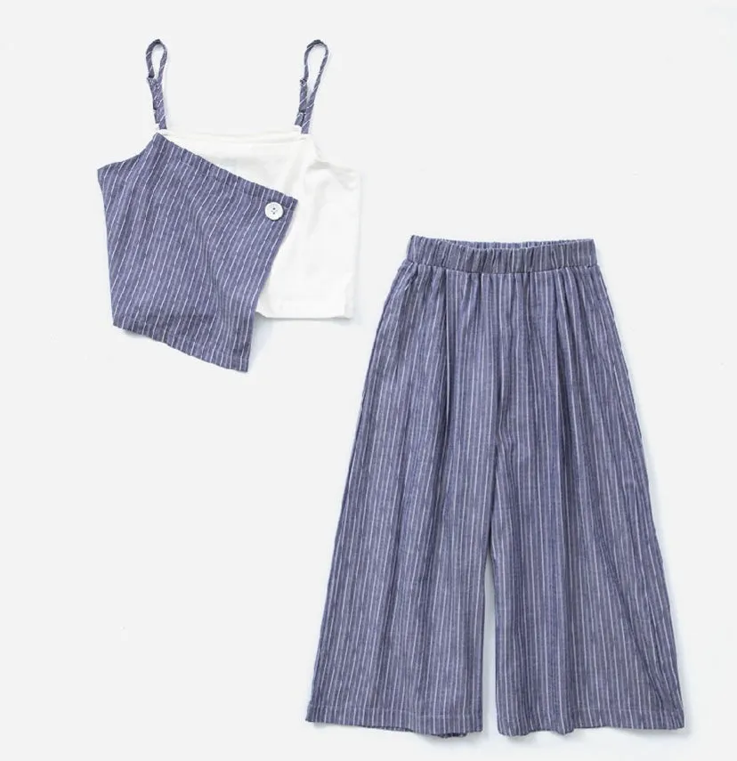 Striped Geometric 2 Piece Tank Pant Set