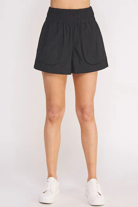 TEEK - PLUS SIZE HIGH WAISTED POCKETED SHORTS