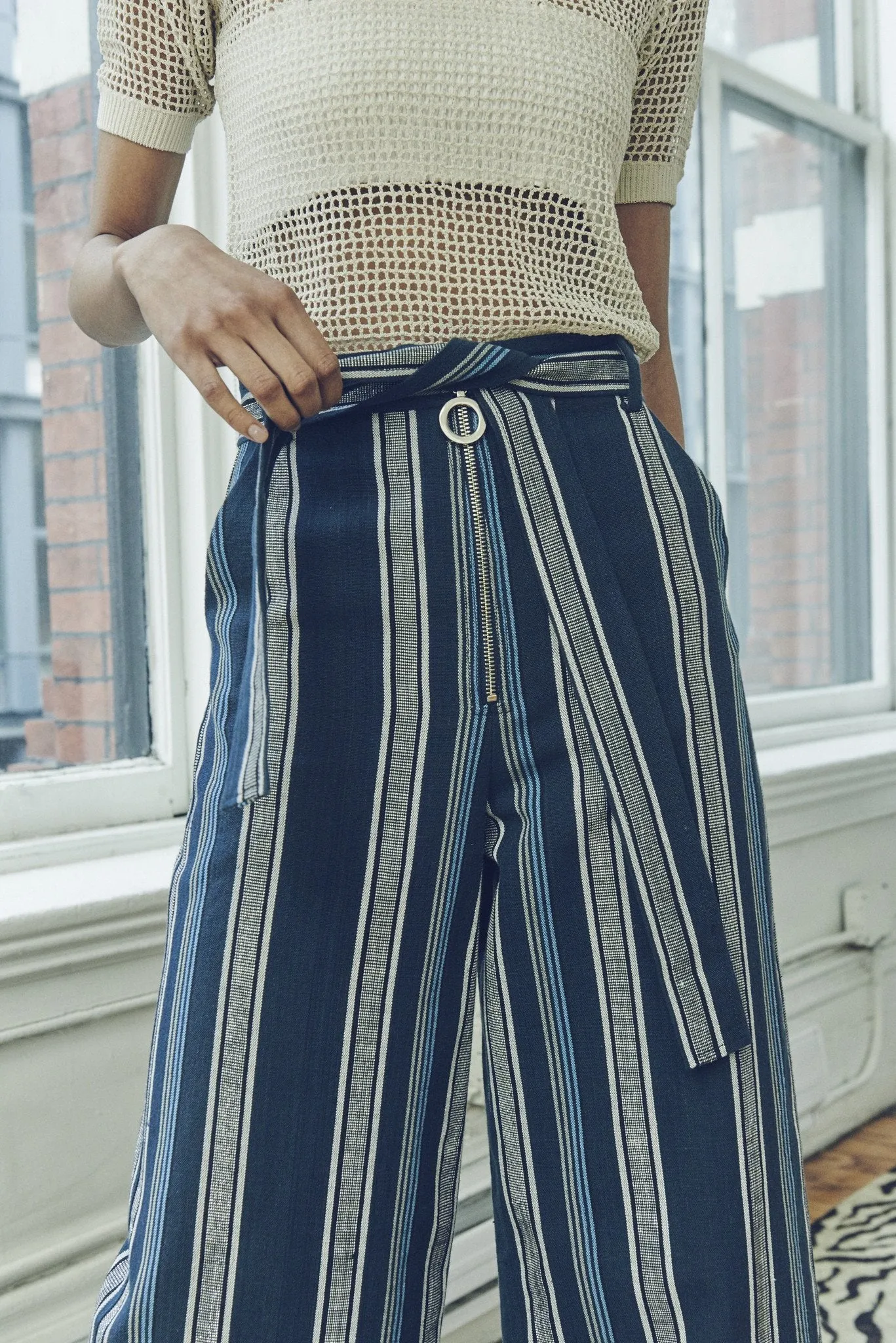 TEXTURED STRIPE SKATER PANT