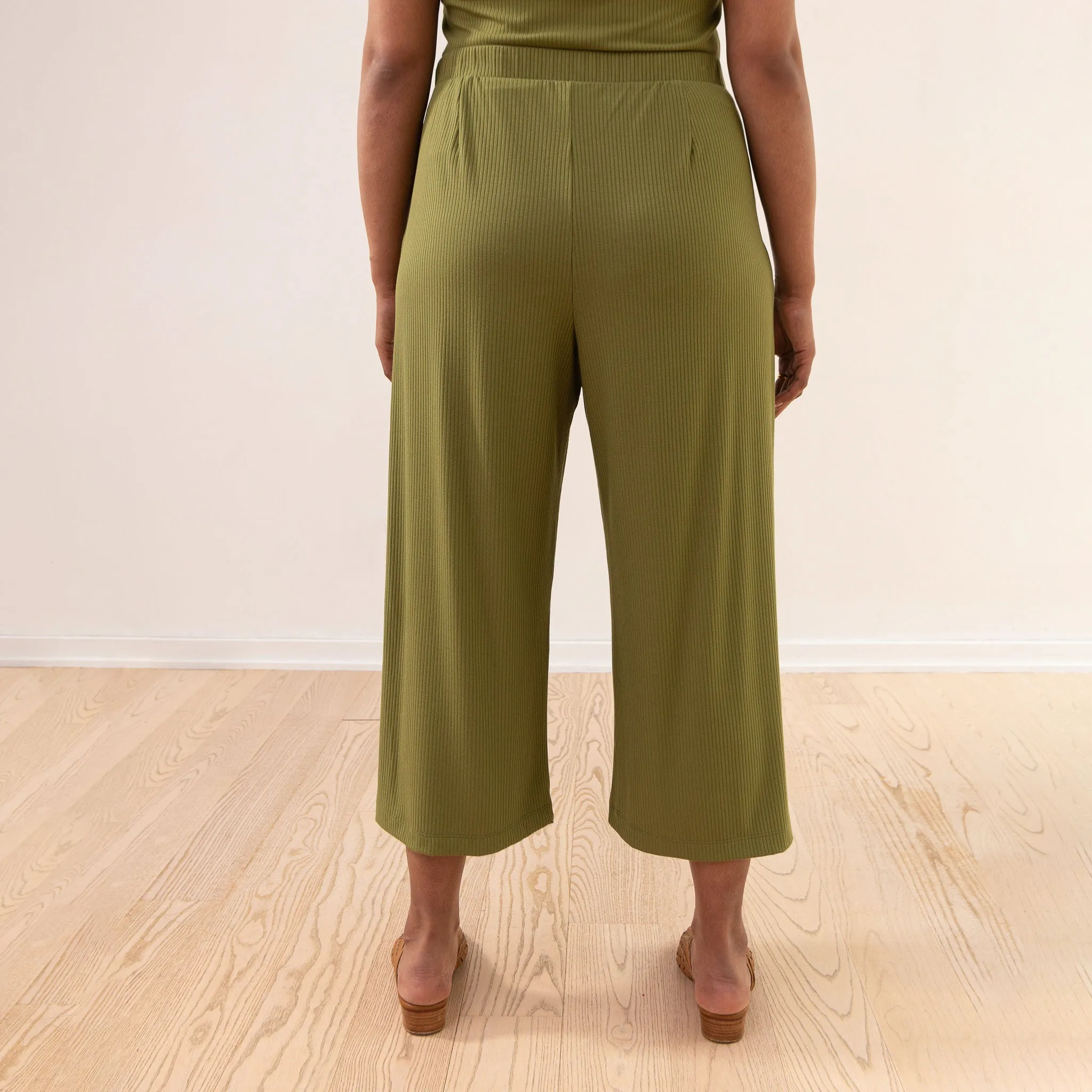 The Dressy Rib Knit Cropped Wide Leg