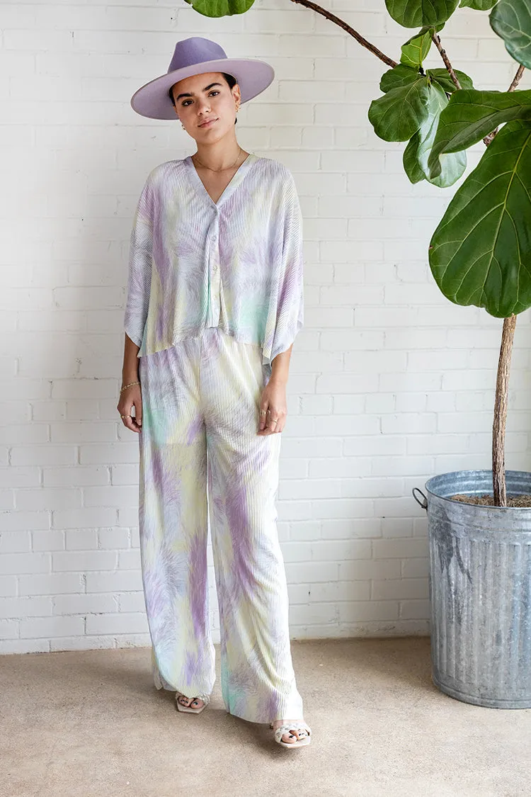 Tie Dye Pleated Flowy Pants