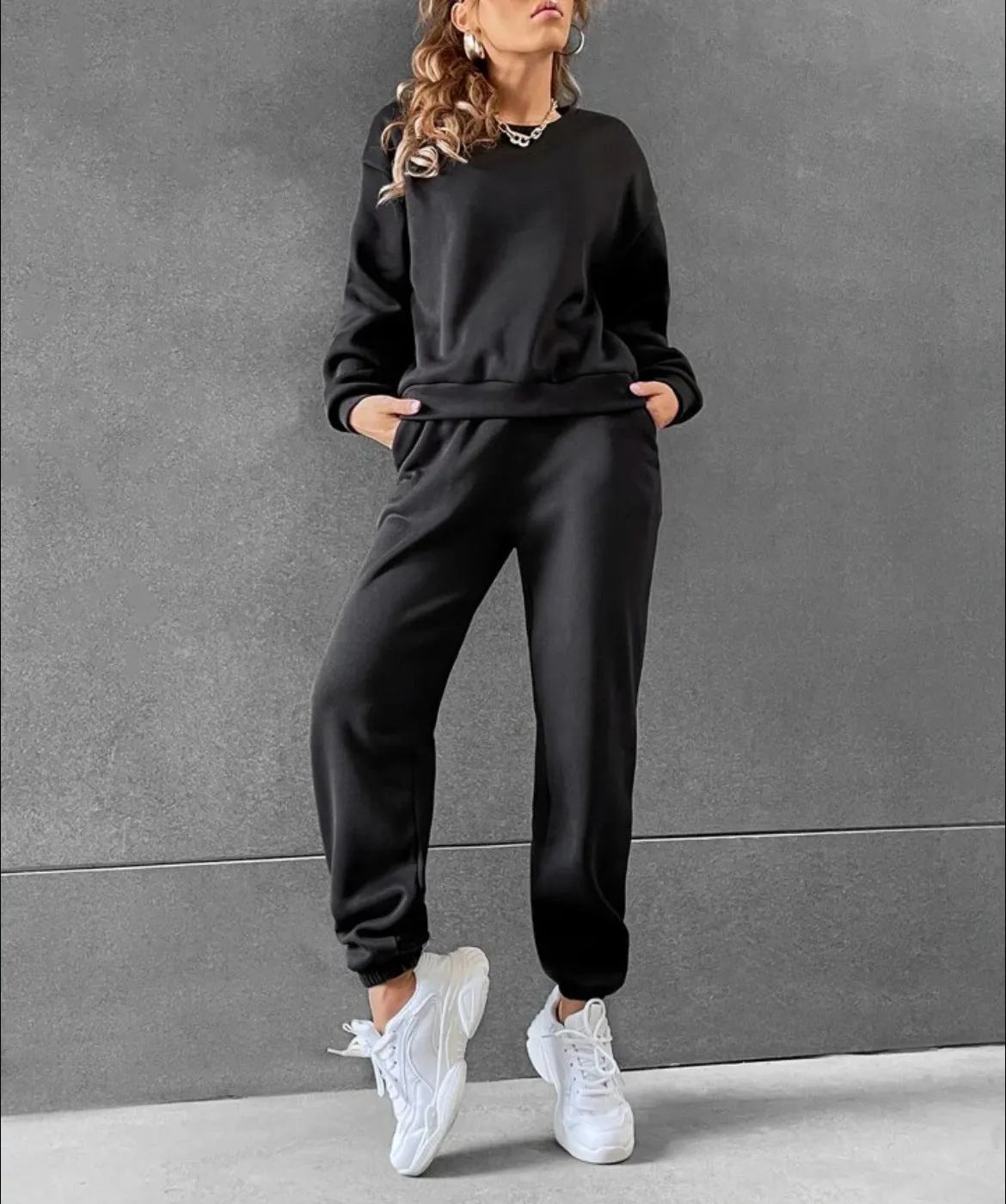 Women's Casual Leisure Long Sleeved Sweatshirt and Pants Outfit Set