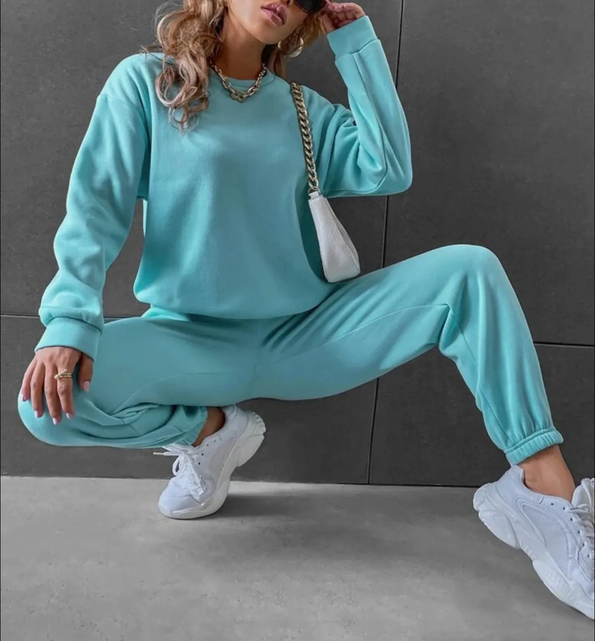 Women's Casual Leisure Long Sleeved Sweatshirt and Pants Outfit Set