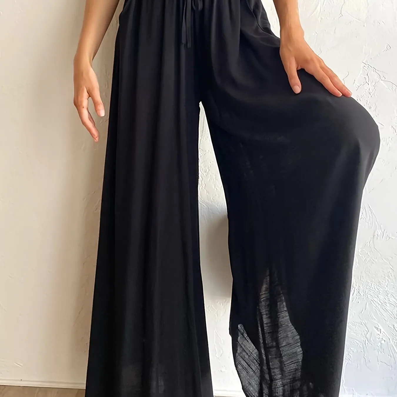 Women's Wide Leg Palazzo Flowy Ruffle Solid Pants